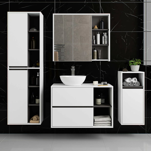 Dulap de baie Vambos W50 2D 6P (alb + grafit)