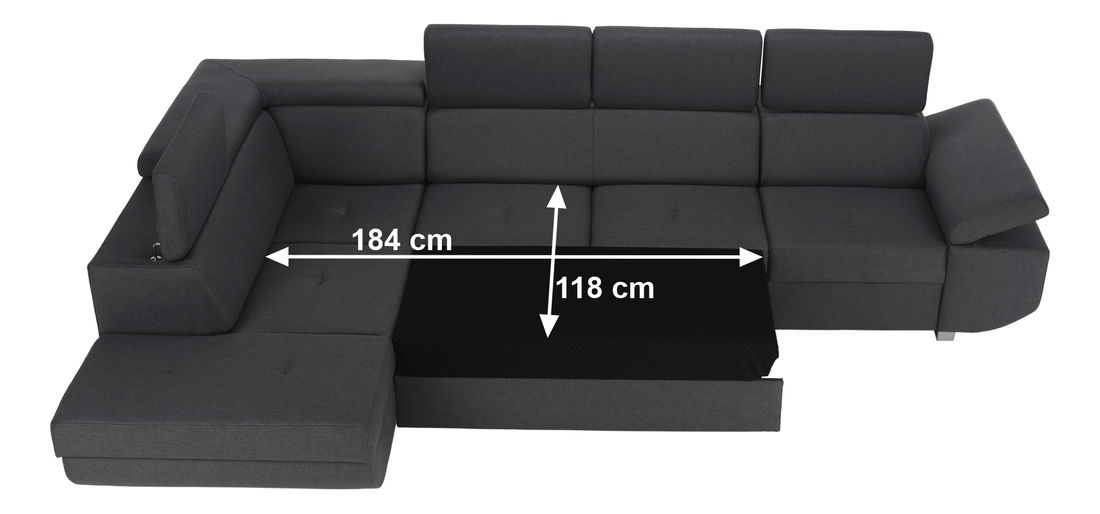 Rohová sedačka Meven (tmavosivá) (L)