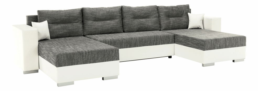 Rohová sedačka v tvare U Esa (biela + sivá)