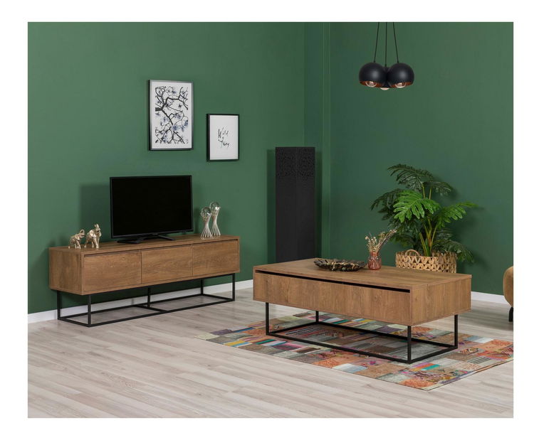 Súprava nábytku do obývacej izby Laxi 18 (orech + čierna)