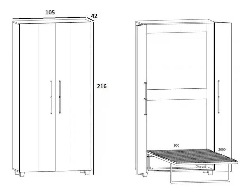 Sklápacia posteľ 90 Todd (dub artisan) (vertikálna)