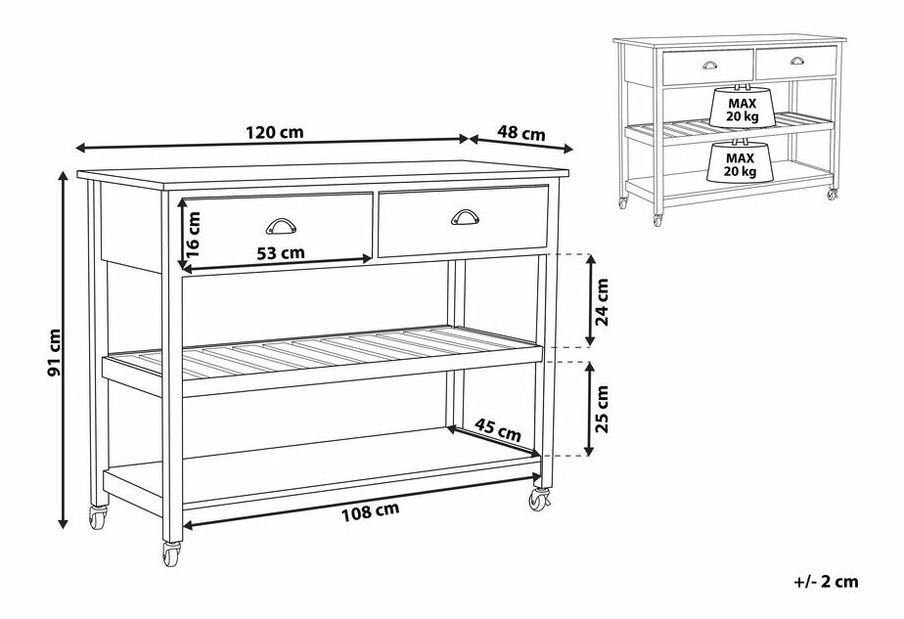 Cărucior servire NOIDA (gri)