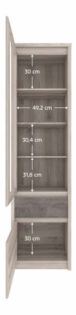 Vitrína JESS (gaštan nairobi + onyx)