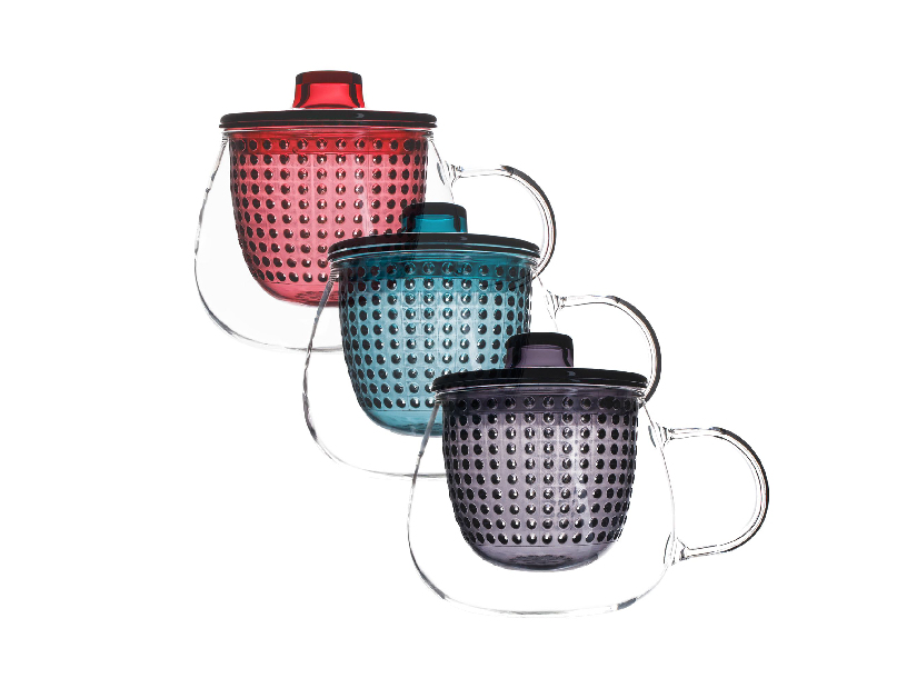 Set 3 cești de ceai cu sită 350ml Safter (multicolor)