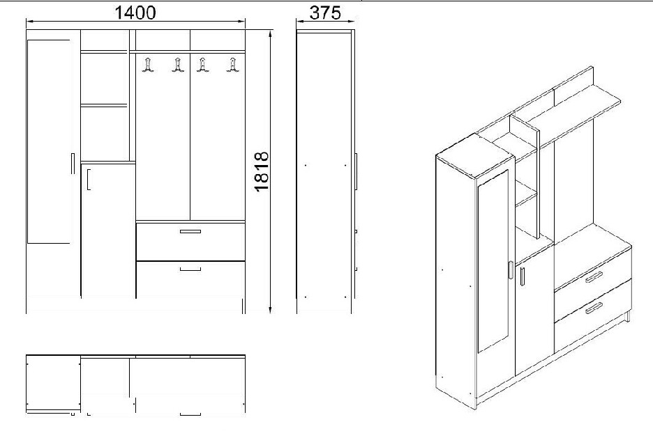 Set mobilier pentru hol Dustin 5 (Alb)