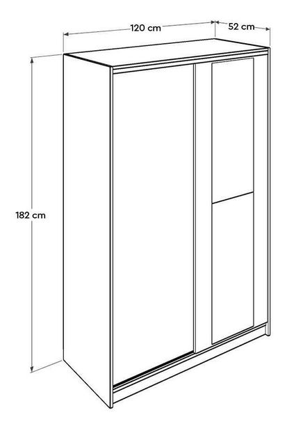 Skriňa s posuvnými dverami Solstice 2 (biela) (so zrkadlom)