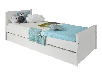 Pat de o persoană 90 cm Olna (alb) (fără somieră și saltea)