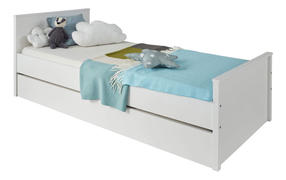 Egyszemélyes ágy 90 cm Olna (fehér) (matrac és ágyrács nélkül)