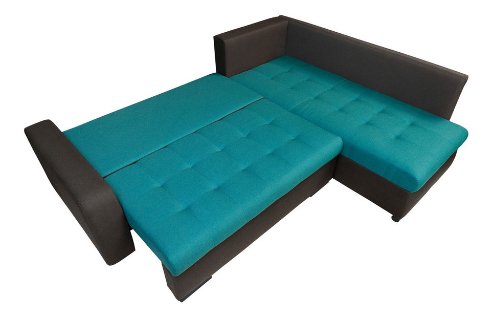 Rohová sedačka Delphine sivá/tyrkysová, pravá