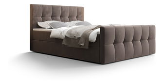 Bračni krevet  Boxspring 160 cm Macheta Comfort (smeđa) (s madracem i prostorom za odlaganje)