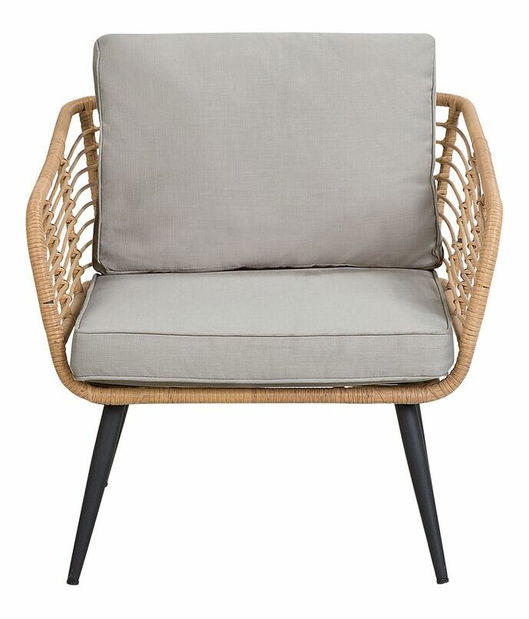 Set mobilier de grădină Cary (gri deschis) (cu pernă) (pentru 2 persoane)