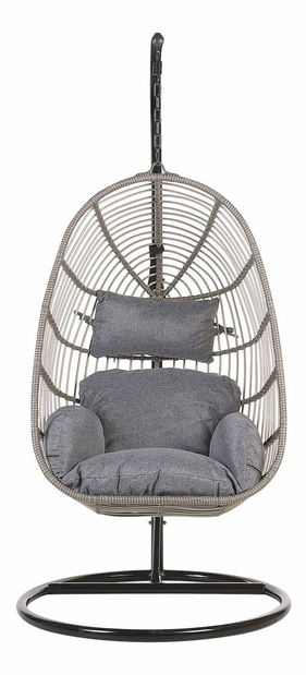 Závesné kreslo so stojanom CALSO (polyratan) (sivá)