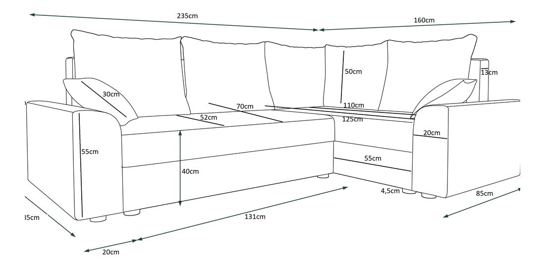 Colțar Dusk Plus (bej + Maro închis) (D)