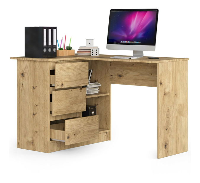 Rohový PC stolík Bodhi (dub artisan) (L)