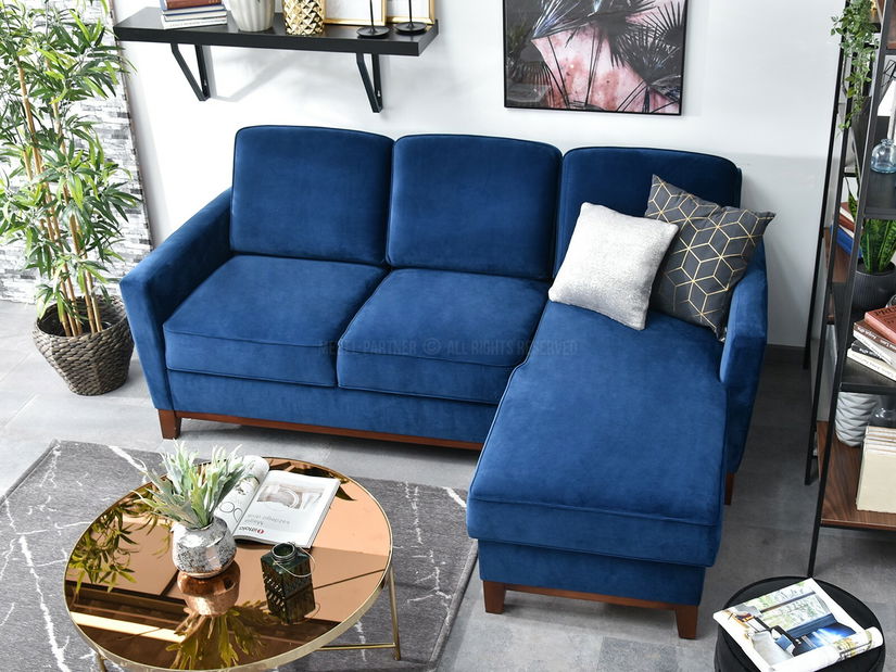 Colțar Biblioteca (albastru închis + nuc)