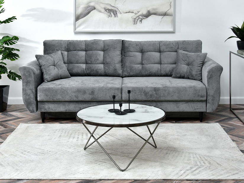 Măsuță de cafea Armin Xl (marmură albă + negru)