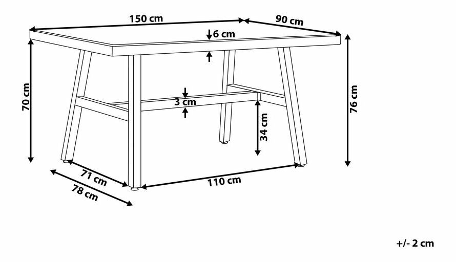 Masă de grădină Caman (negru) (pentru 4 persoane)