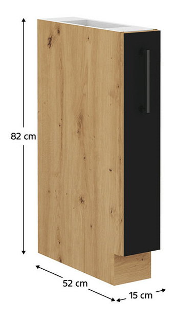 Dulap inferior de bucătărie Meriel 15 D CARGO (negru + Stejar artisan)