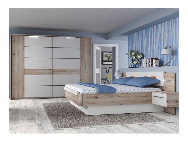 Spálňa Canbera (dub begramo + biely lesk) *tlakomer ZADARMO