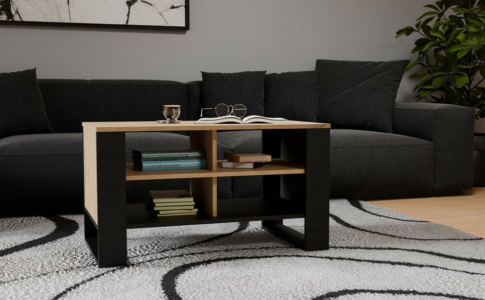 Konferenčný stolík Maduro 4 (dub artisan + čierna)