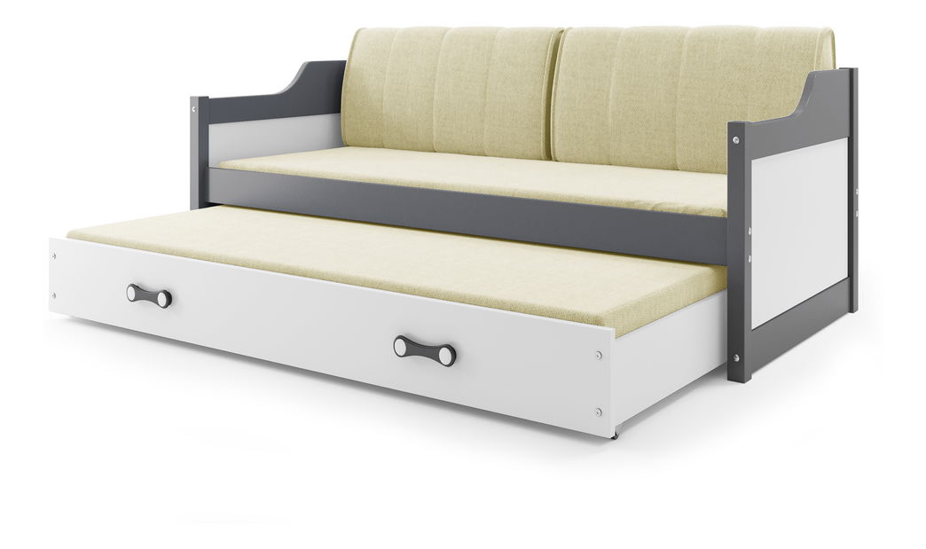 Rozkladacia posteľ 80 x 190 cm Dimar (grafit + biela) (s roštami, matracmi a úl. priestorom)