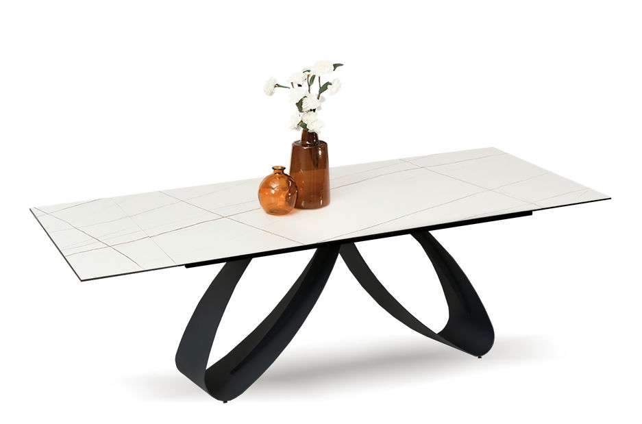 Jedálenský stôl Prego (biely mramor + čierna)