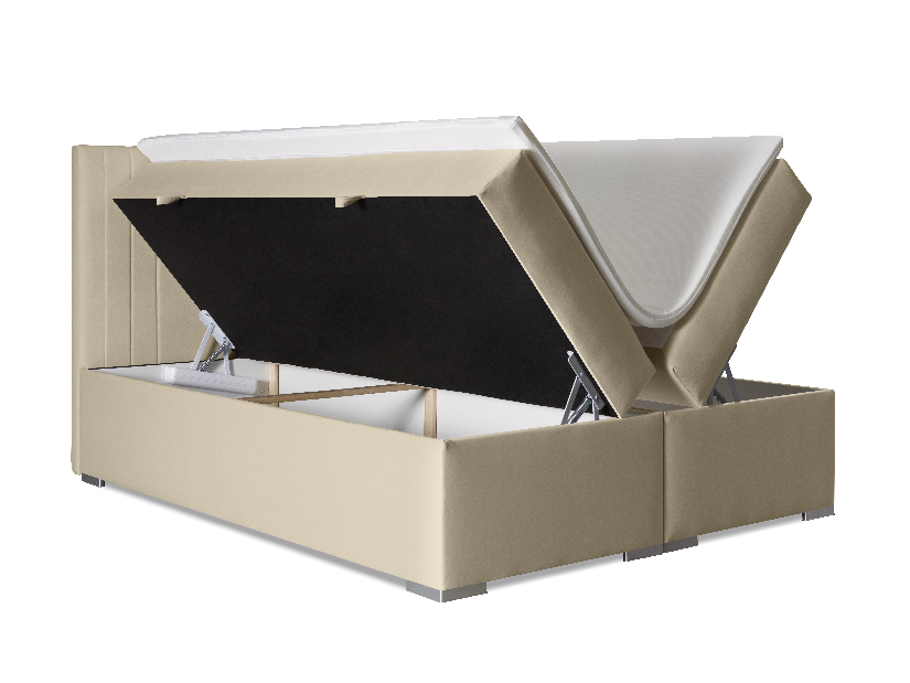 Pat matrimonial Boxspring 180 cm Morcano (bej) (cu sp. depozitare)