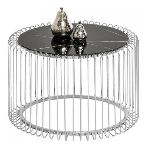 Konferenčný stolík Alino M (chróm + čierny mramor)