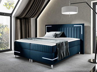 Kontinentálna posteľ 200x200 cm Suhak 3 LED (modrá) *výpredaj