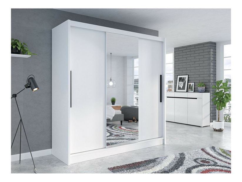 Ruhásszekrény Noelle I (fehér + tükör)