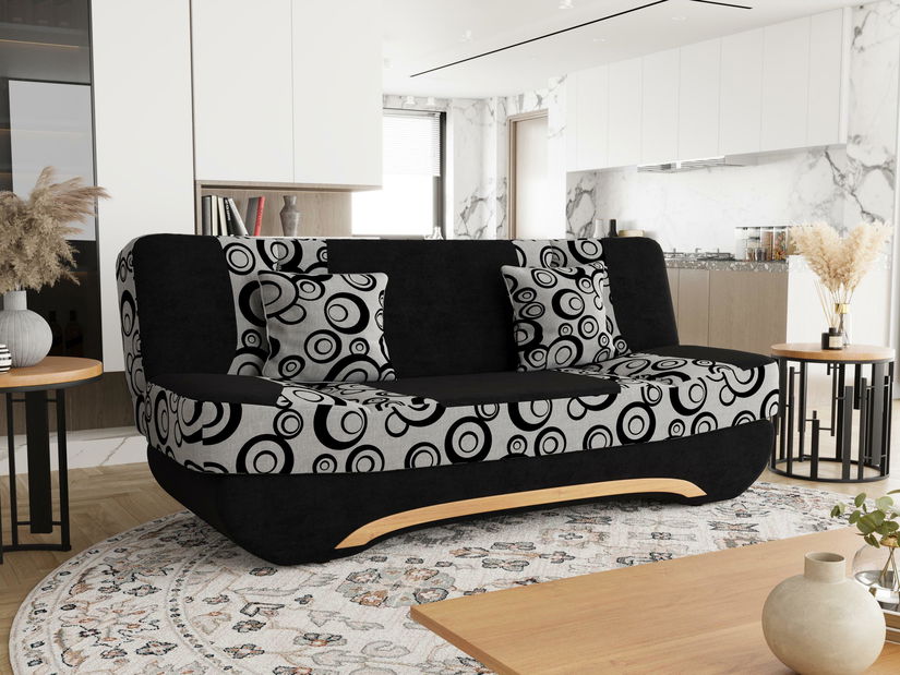 Pohovka trojsedačka Boalla (čierna + sivý vzor)