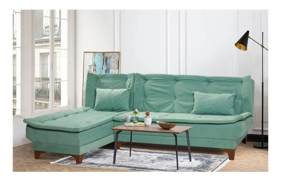 Kutna sofa na razvlačenje Klaudi (morsko plava) (L)