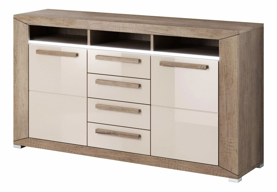 Comodă Laurie Typ 25 (Stejar canyon monument + Luciu Gri nisipiu)