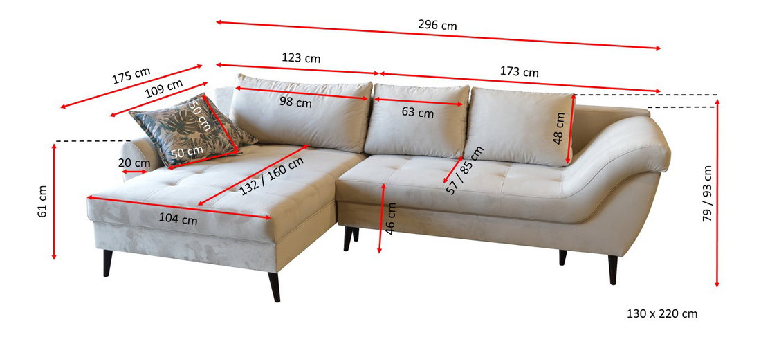 Rohová sedačka Roos (svetlosivá) (L)