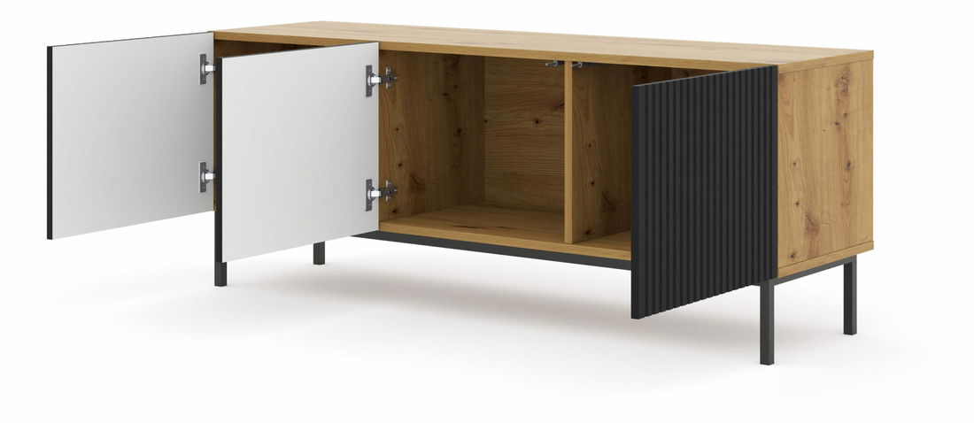 Masă TV 3D 150 Rowanna (Stejar artisan + Negru)