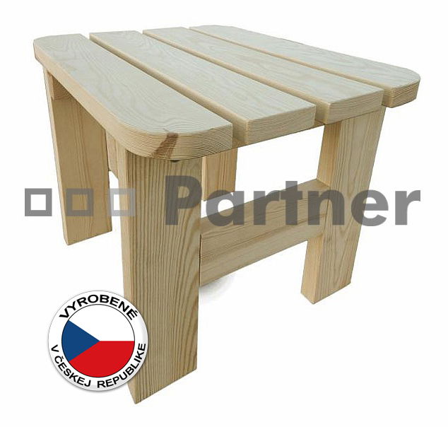 Záhradná taburetka Borovica masív 01