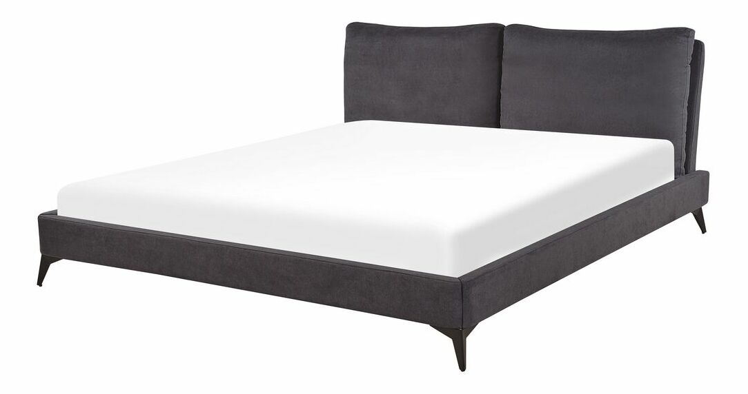 Manželská posteľ 180 cm MELIA (polyester) (tmavosivá) (s roštom)