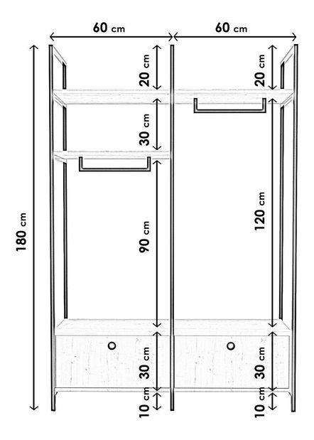 Raft Permal (Stejar + Negru) 