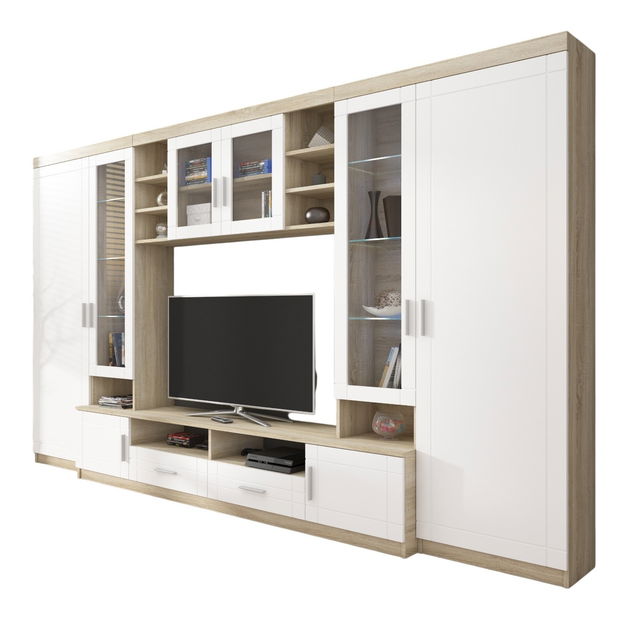 Set za dnevni boravak Porton (hrast sonoma + bijela) (bez rasvjete)