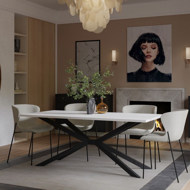 Jedálenský stôl Tampos (biela) (pre 8 a viac osôb)