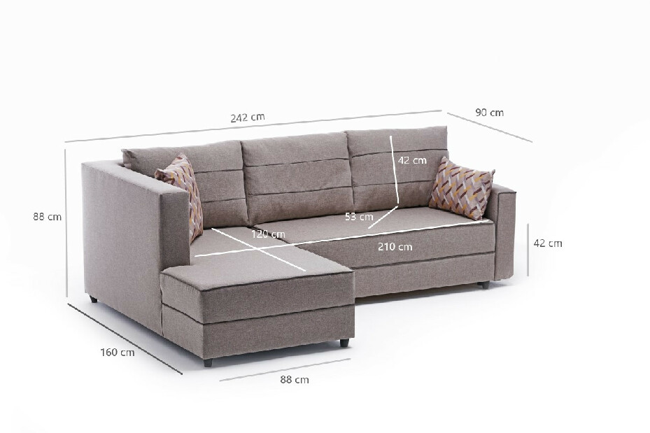 Kutna sofa na razvlačenje Elnath (krem) (L)