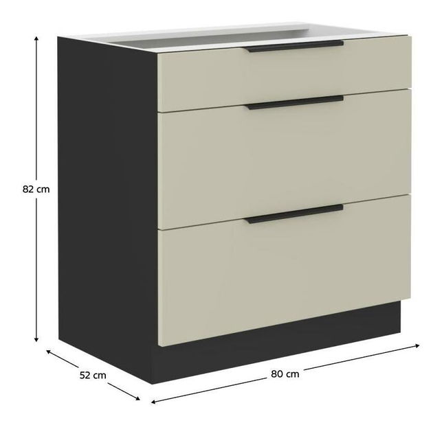 Dulap de bucătarie inferior Arikona 80 D 3S BB (cașmir + negru)