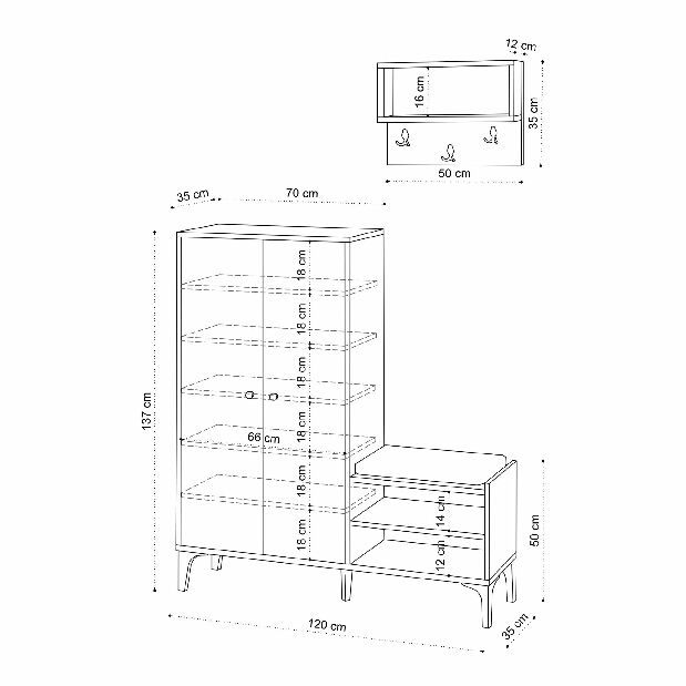 Set mobilier pentru hol Janny (Stejar)