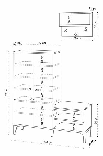 Előszoba szett Aliex 8 (tölgy)
