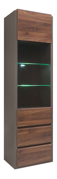 Vitrína BRW Author REG1W2S/20/6 (Láva + Orech Columbia) (s osvetlením)