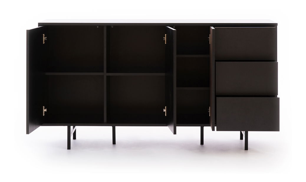 Komoda Presto K3D3SZ (čierna matná + captains deck)