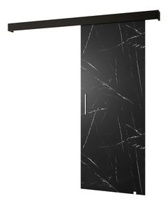 Uși culisante 90 cm Sharlene I (marmură negru + negru mat + argintiu)