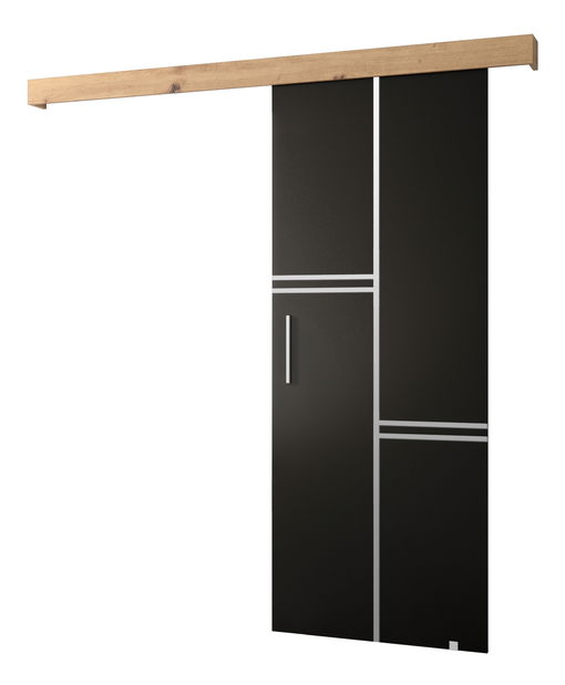 Uși culisante 90 cm Sharlene VIII (negru mat + stejar artisan + argintiu)