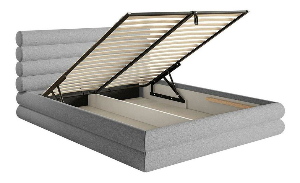 Bračni krevet 160 cm Buffalo 160 (s podnicom) (s prostorom za odlaganje) (svijetlosiva + crna)