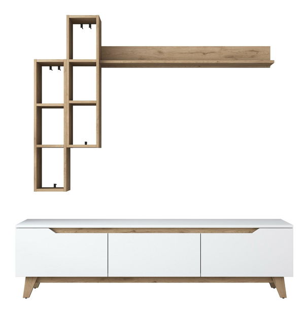 Obývacia stena Mitevu 2 (biela + orech) 